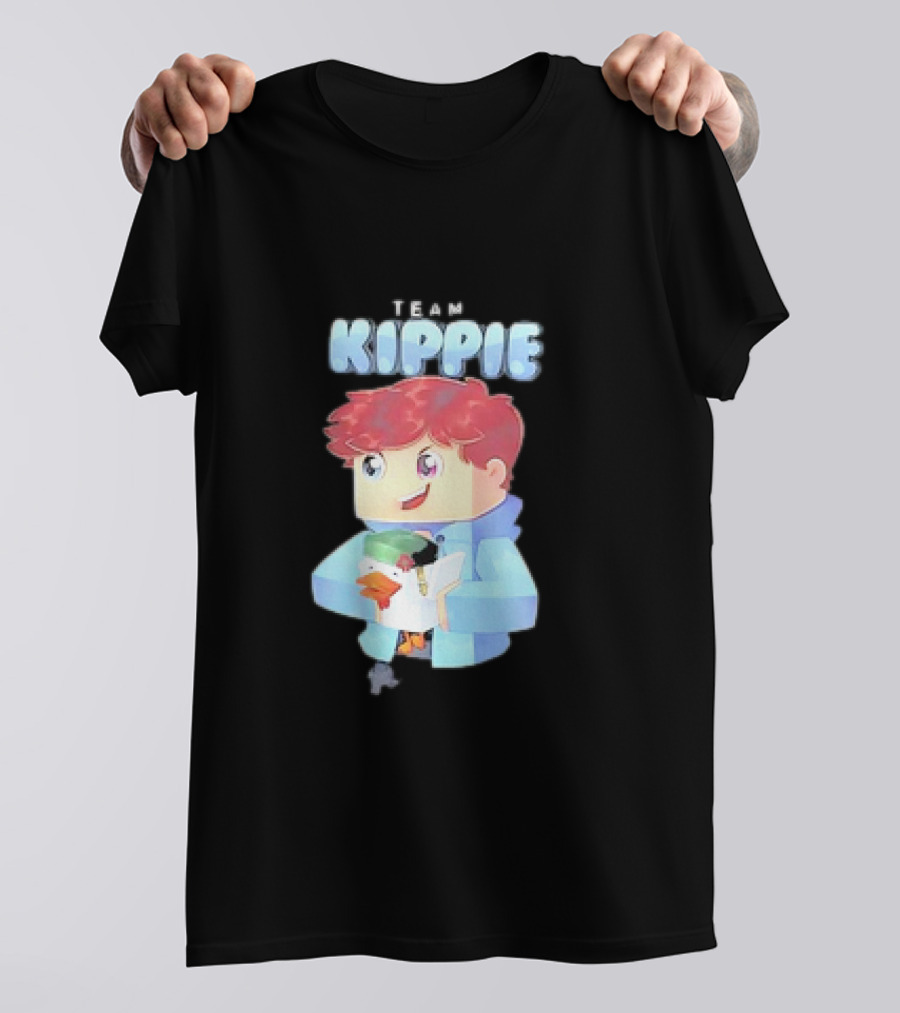 Team Kippie Cartoon Pixel Art Character With Pet Chicken T-Shirt