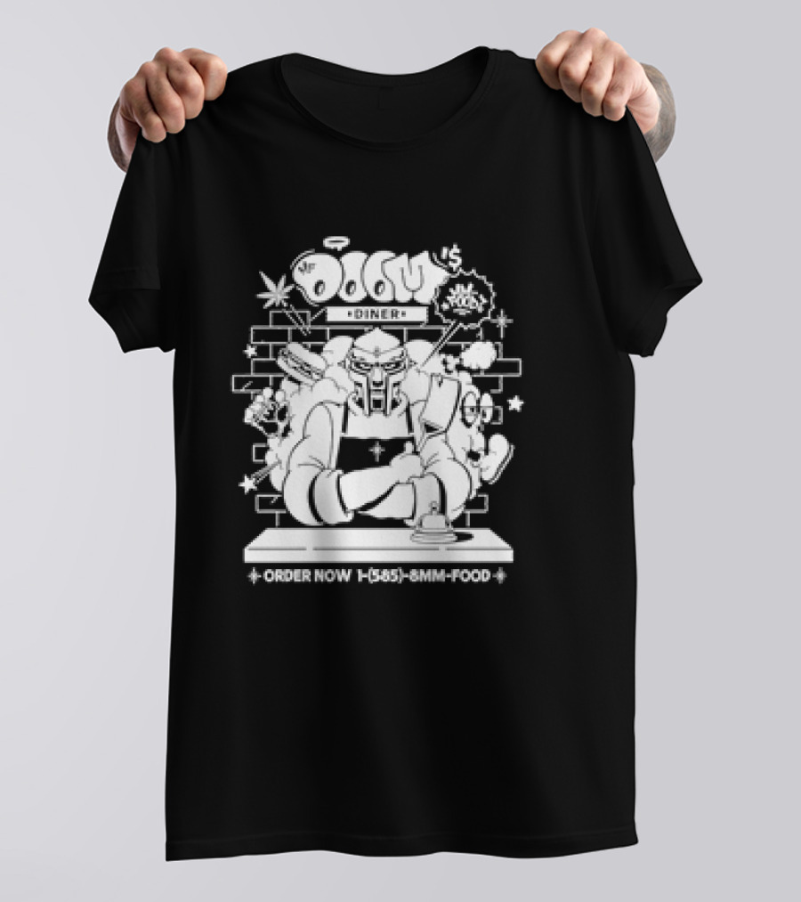 MF Doom's Diner Chef Doom Order Now Retro 585-8MM-FOOD T-Shirt