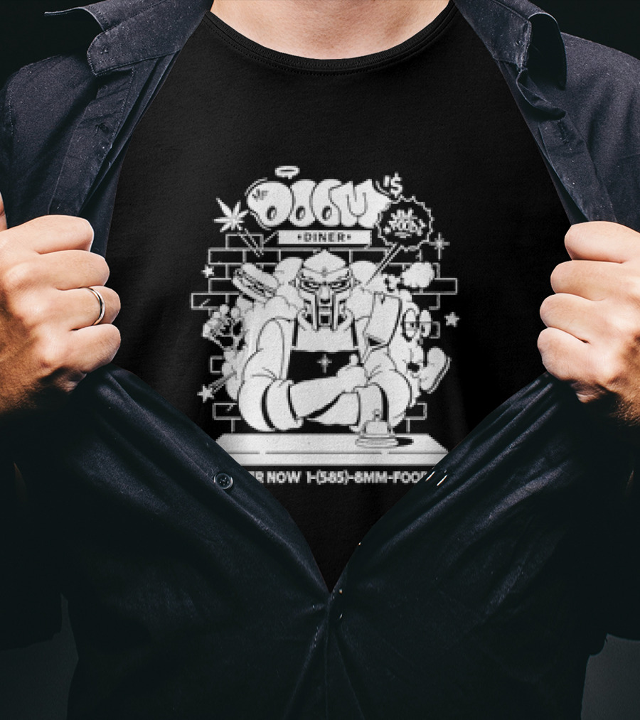 MF Doom's Diner Chef Doom Order Now Retro 585-8MM-FOOD T-Shirt