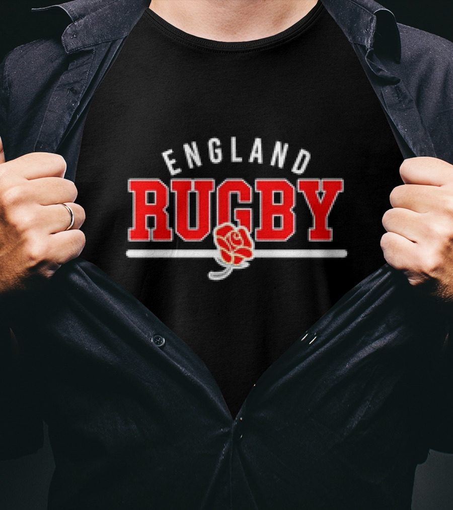 England Rugby Wordmark Supersoft Logo With Rose Emblem T-Shirt