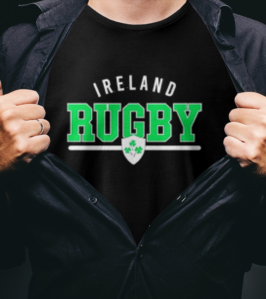 Ireland Rugby Wordmark Nations Supersoft Logo Shamrock Shield T-Shirt
