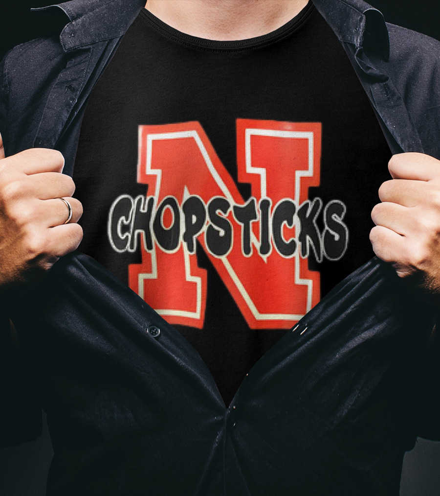 Nebraska Chopsticks Red Letter N T-Shirt