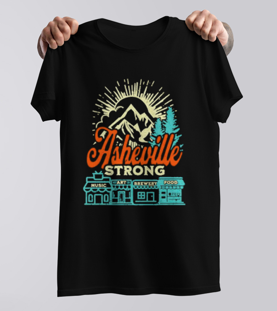 Asheville Strong Music Art Brewery Food Retro Vintage T-Shirt