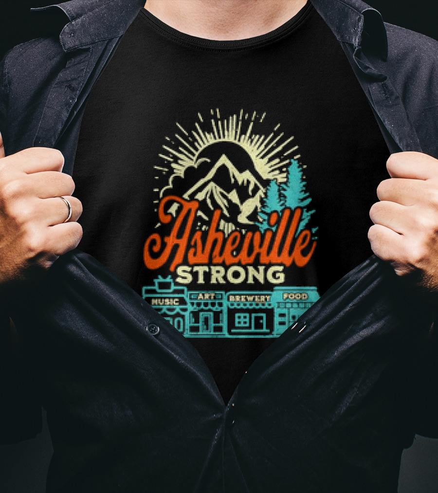 Asheville Strong Music Art Brewery Food Retro Vintage T-Shirt