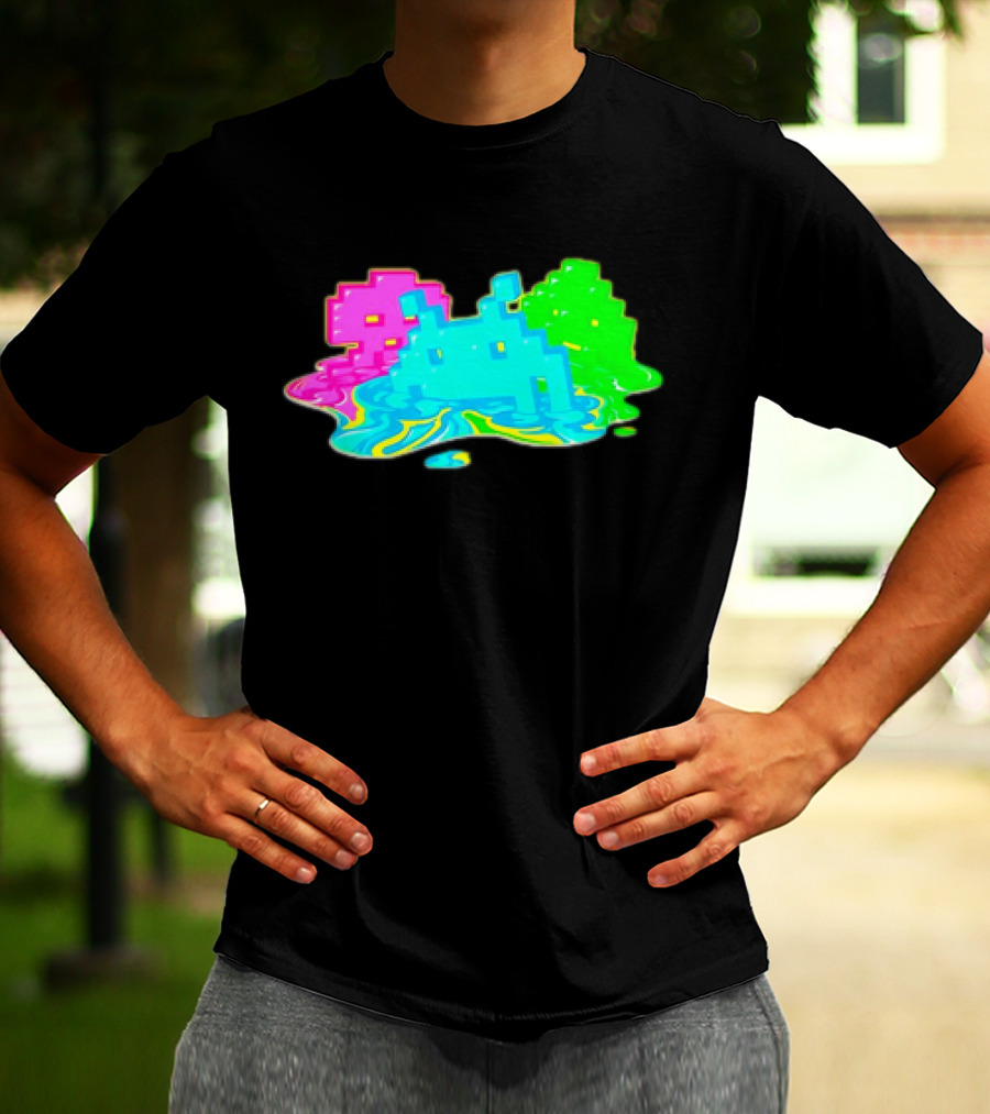 Space Invaders Melting Retro Arcade Aliens T-Shirt