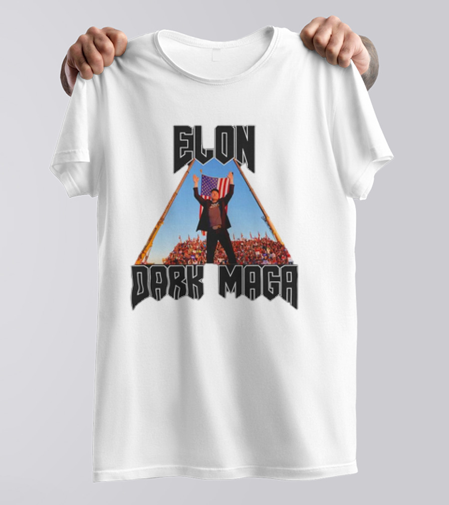 Elon Dark MAGA American Flag Crowd Symbolism T-Shirt