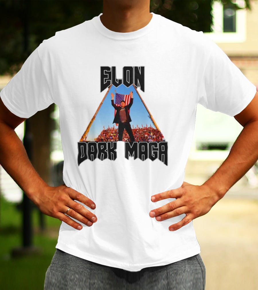 Elon Dark MAGA American Flag Crowd Symbolism T-Shirt