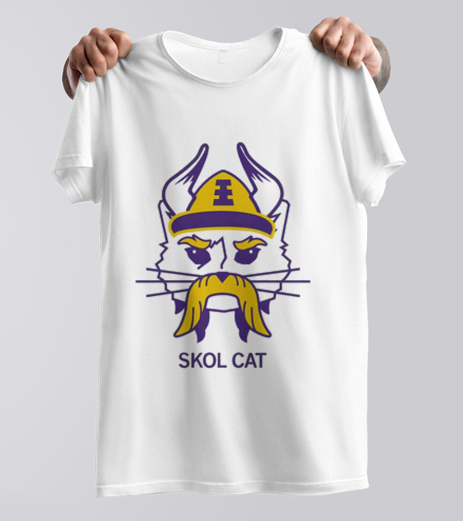Los Angeles Lakers Skol Cat Viking Helmet Mustache T-Shirt