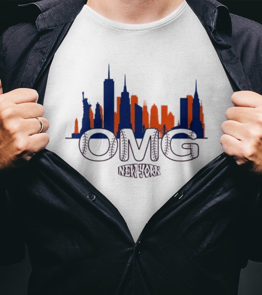 New York OMG Mets Skyline Queens Baseball T-Shirt