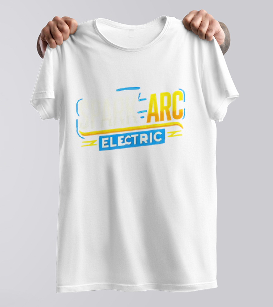 Spark And Arc Electric Bold Yellow And Blue Text T-Shirt