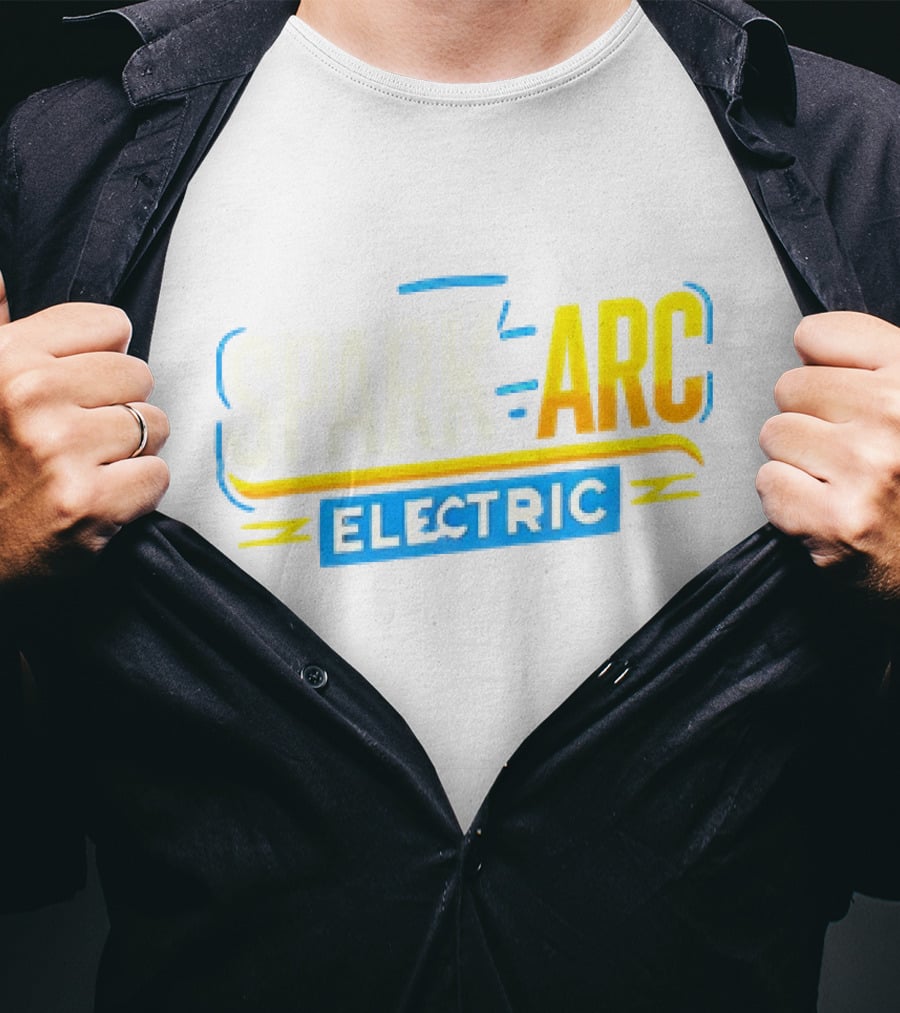Spark And Arc Electric Bold Yellow And Blue Text T-Shirt