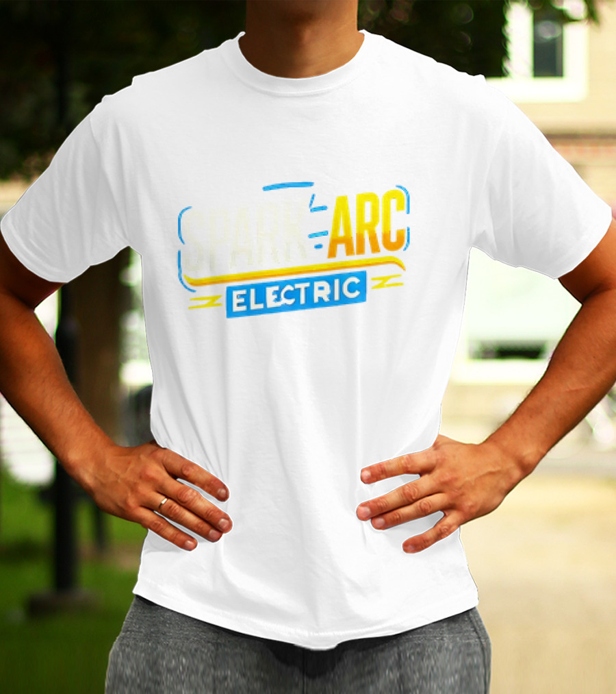 Spark And Arc Electric Bold Yellow And Blue Text T-Shirt