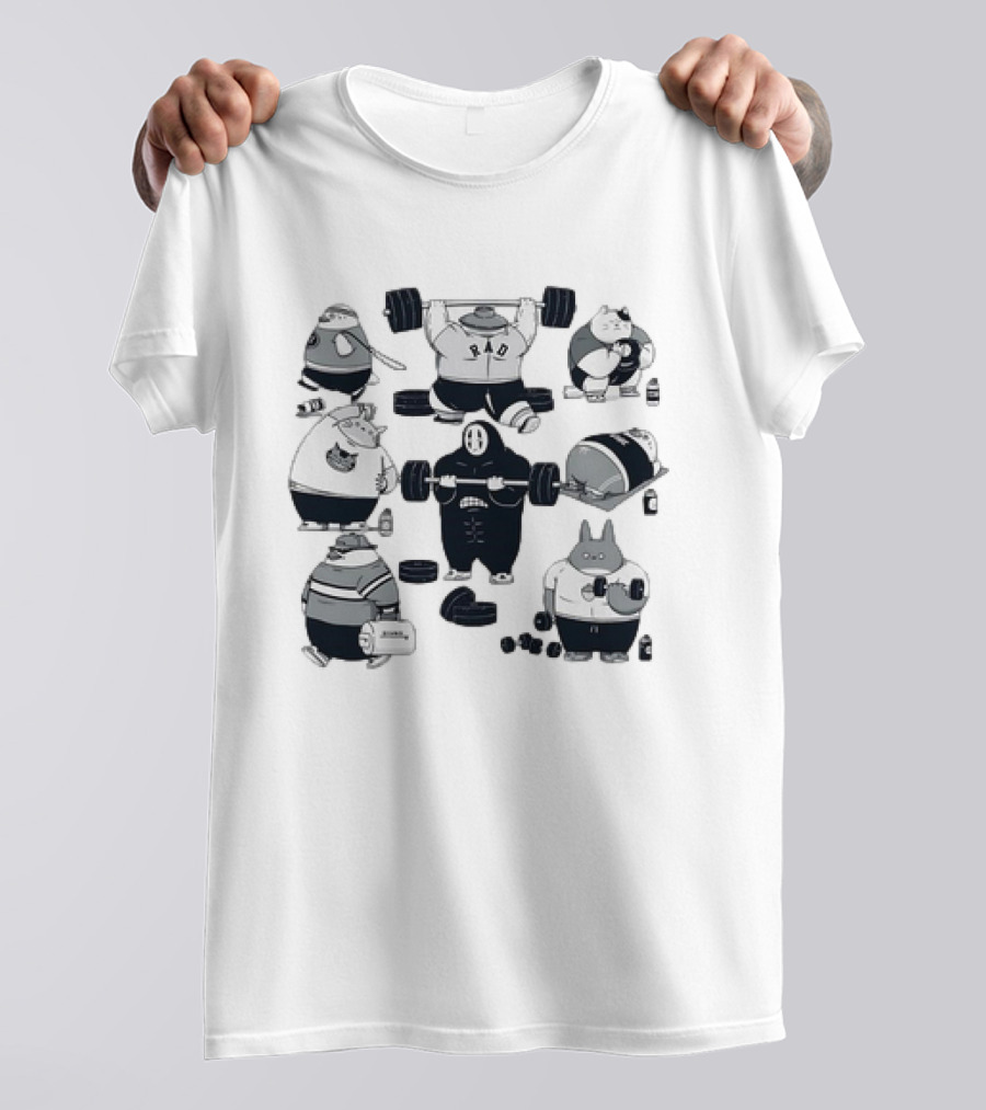 Spirited Gym Anime Spirits Staying In Shape With Iconic Fitness Characters T-Shirt