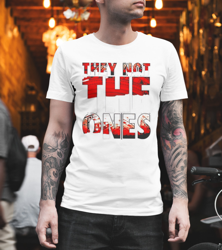 They Not The Ones WWE Red Pattern Text T-Shirt