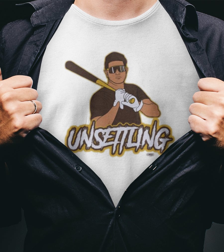 Unsettling Baseball Player With Bat And Gloves T-Shirt
