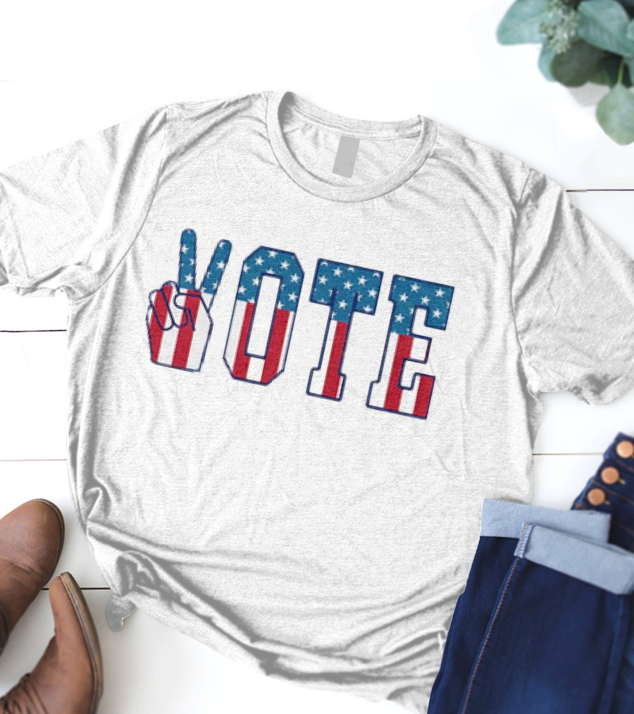 USA Flag Hand Gesture Vote T-Shirt
