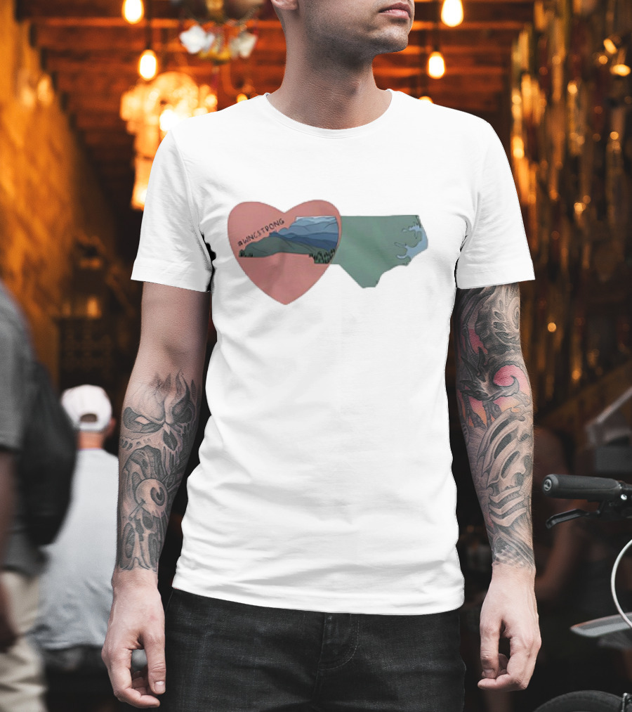 WNC Strong Heart With North Carolina Mountains Map T-Shirt