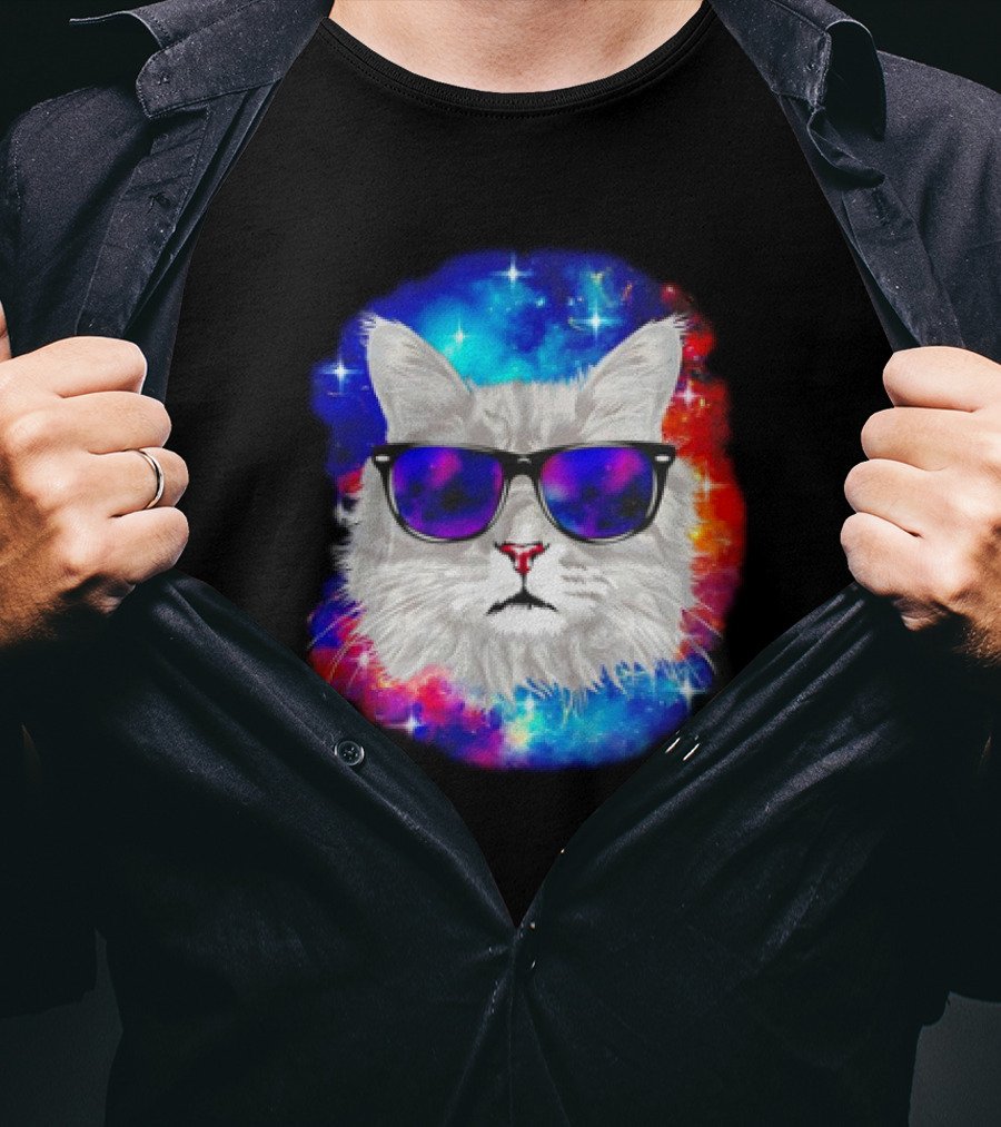 Cool Cat Space Shades Galaxy T-Shirt
