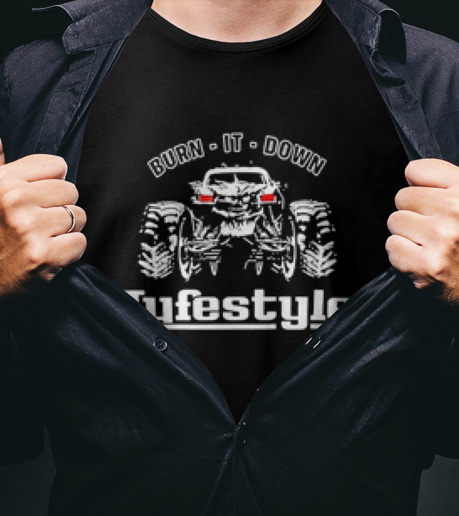 Lyfestyle Burn It Down Monster Truck Classic T-Shirt