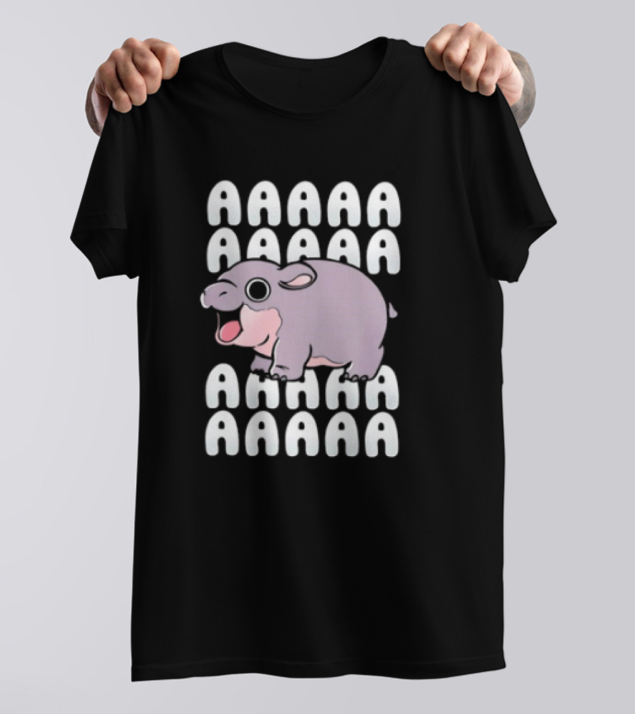 Moo Deng Screaming Hippo AAAAAAAAA Funny Hippo Meme T-Shirt
