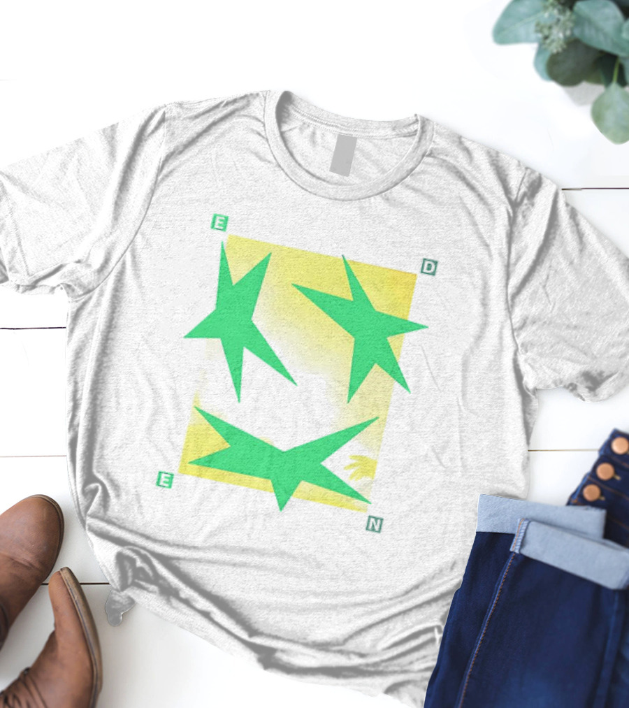 Eden Star Green Tri-Star Design With Yellow Background T-Shirt