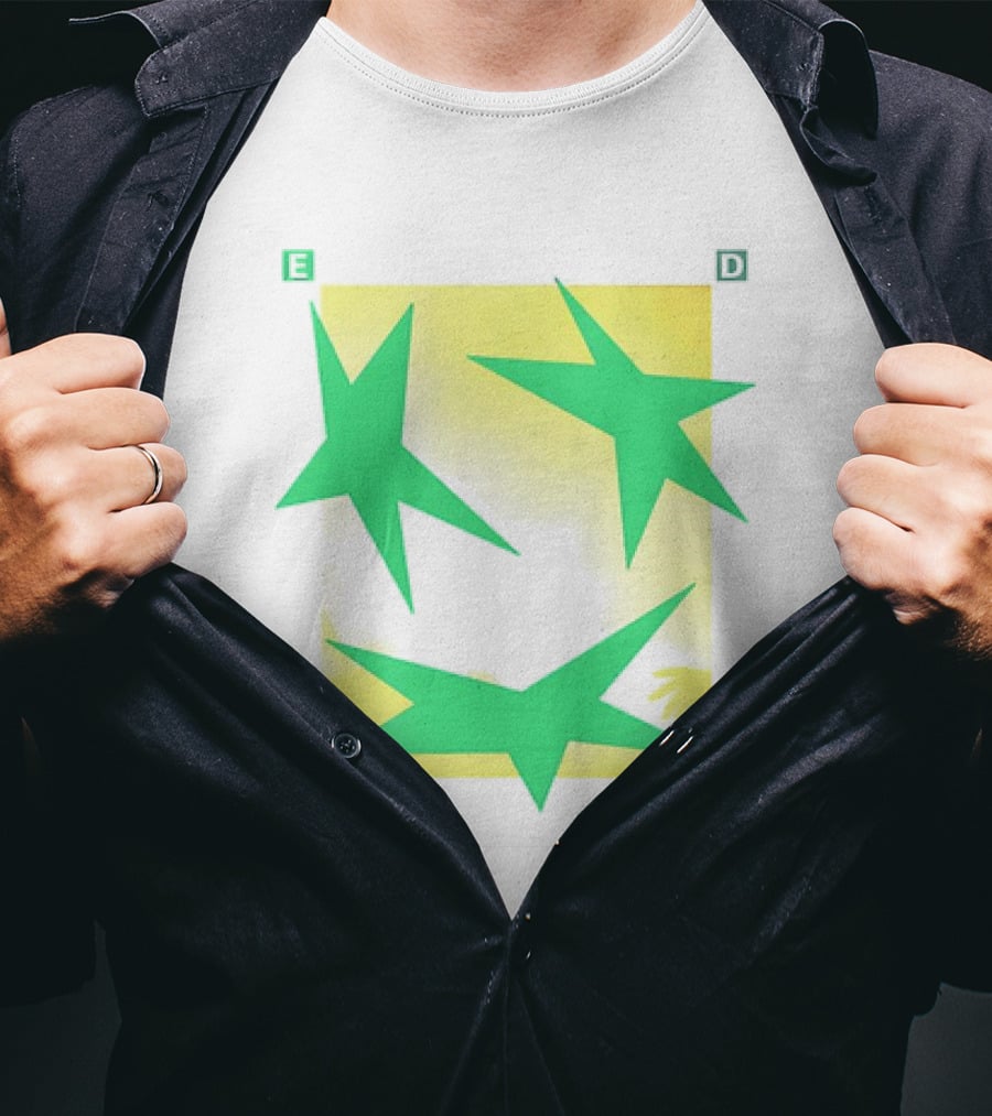 Eden Star Green Tri-Star Design With Yellow Background T-Shirt