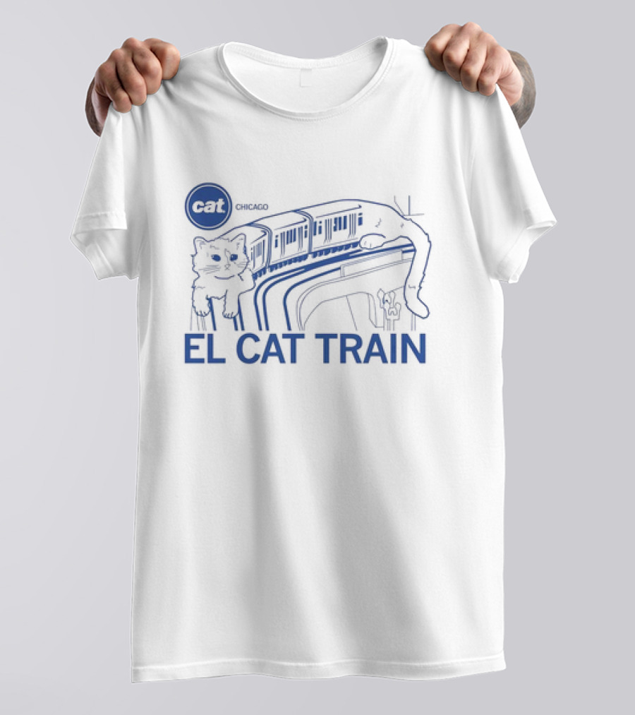 El Cat Train Chicago CAT Railway Sketch T-Shirt