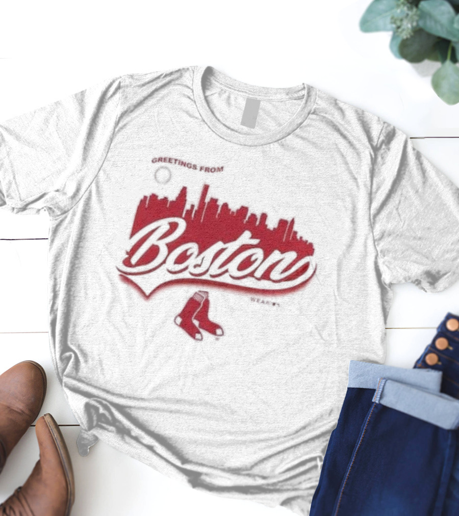 Greetings From Boston Red Sox Skyline T-Shirt