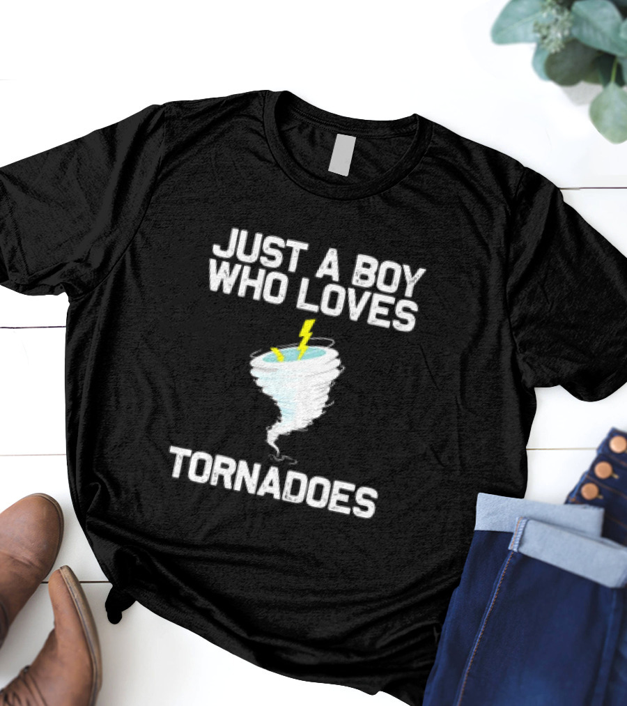 Just A Boy Who Loves Tornadoes Hurricane Milton Retro Weather Enthusiast Vintage T-Shirt