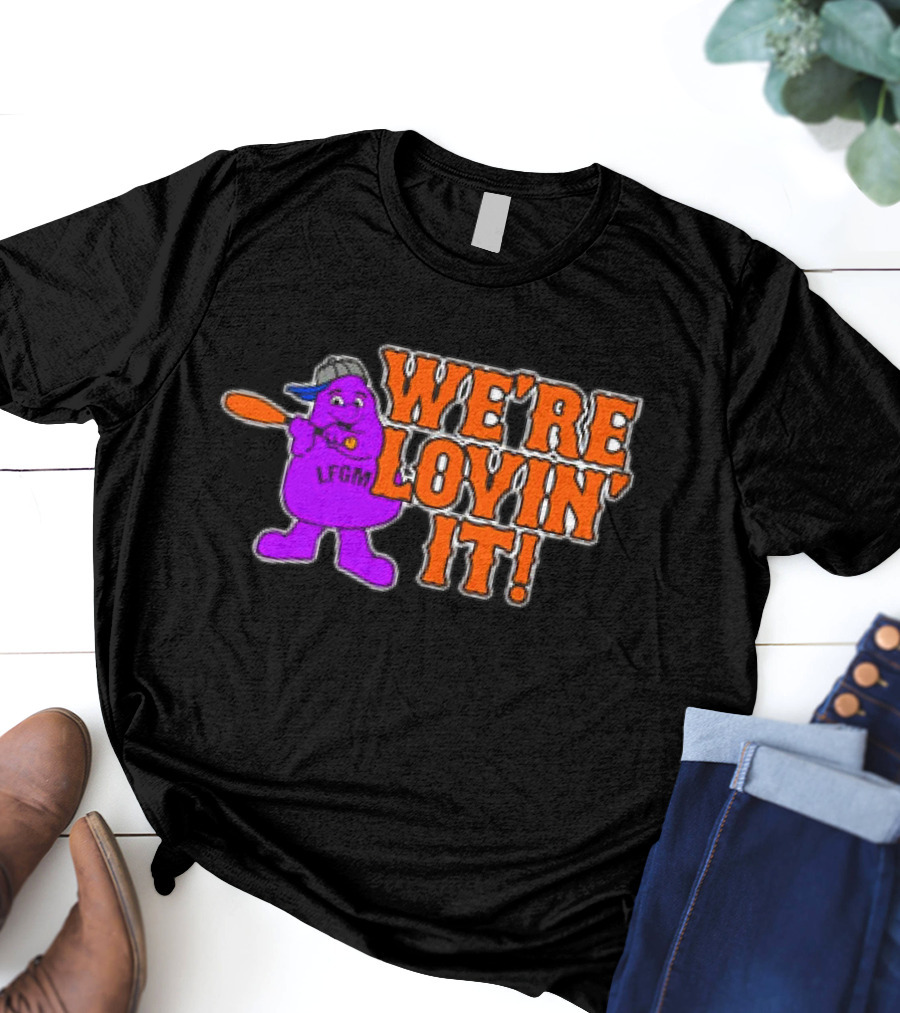 New York Mets LFGM Grimace We're Lovin' It T-Shirt