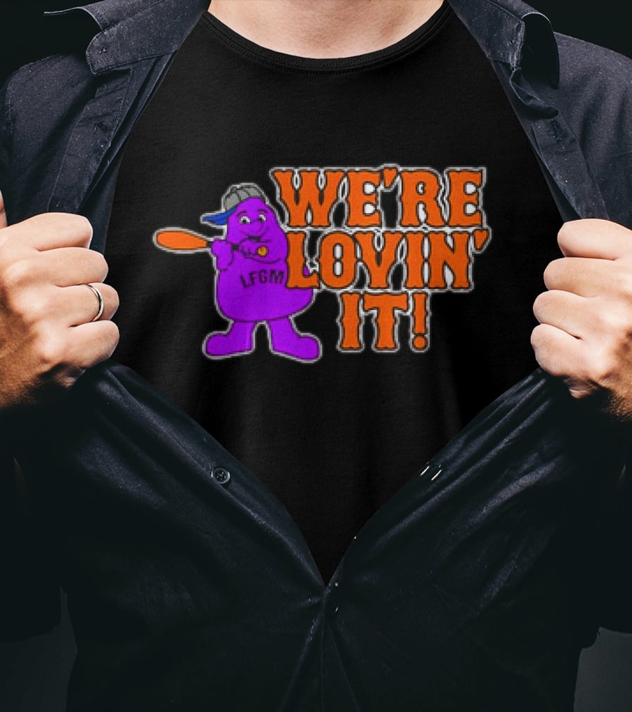 New York Mets LFGM Grimace We're Lovin' It T-Shirt