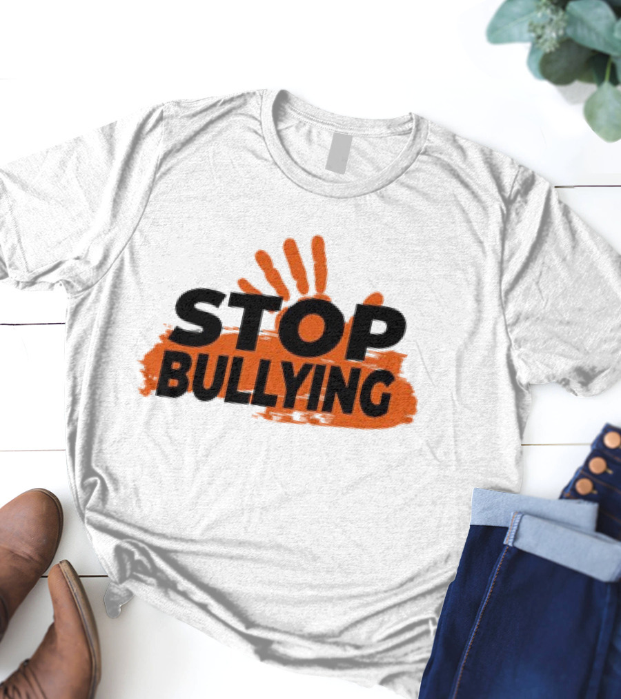 Eudy Stop Bullying Handprint Message T-Shirt