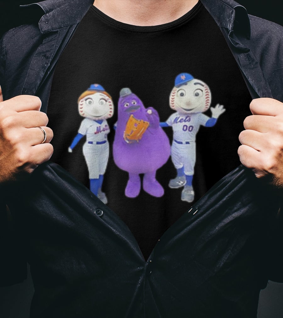 Mrs Met Grimace Mr Met Mets Baseball Characters Collaboration T-Shirt