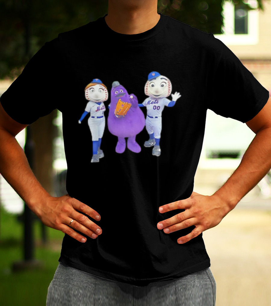 Mrs Met Grimace Mr Met Mets Baseball Characters Collaboration T-Shirt