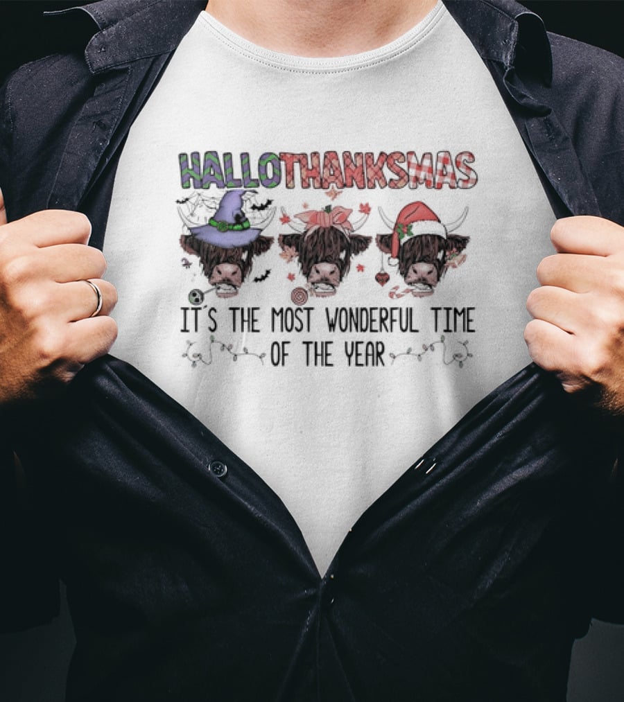 HalloThanksMas Cows It's The Most Wonderful Time Of The Year T-Shirt
