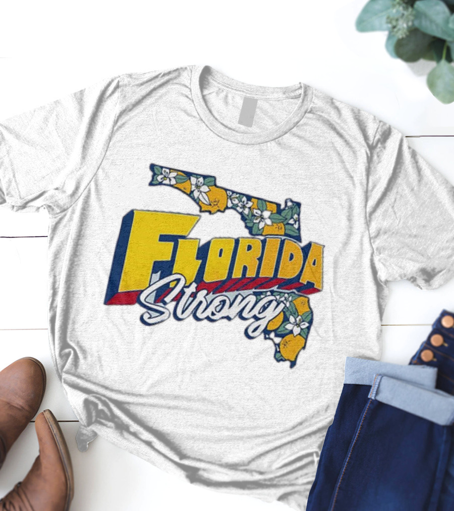 Florida Strong State Outline Orange Blossom T-Shirt
