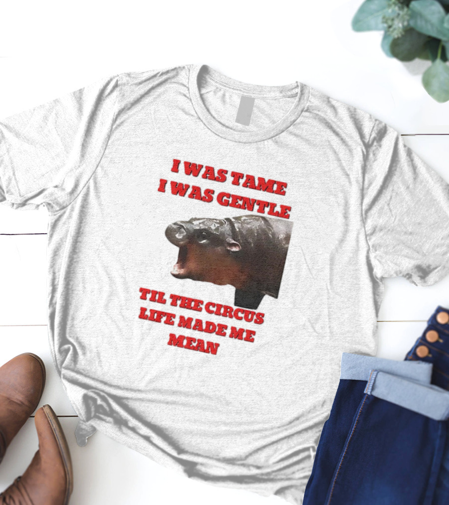 I Was Tame I Was Gentle Til The Circus Life Made Me Mean Roaring Hippopotamus T-Shirt