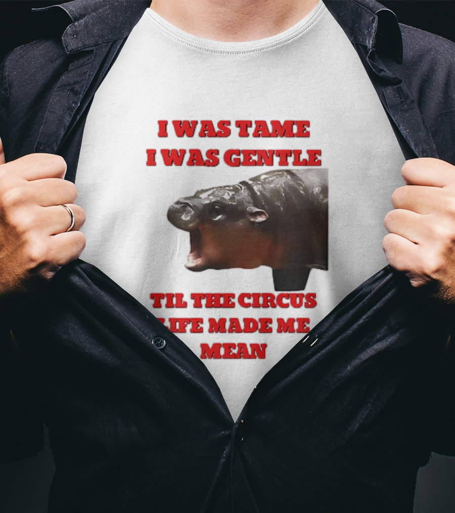 I Was Tame I Was Gentle Til The Circus Life Made Me Mean Roaring Hippopotamus T-Shirt