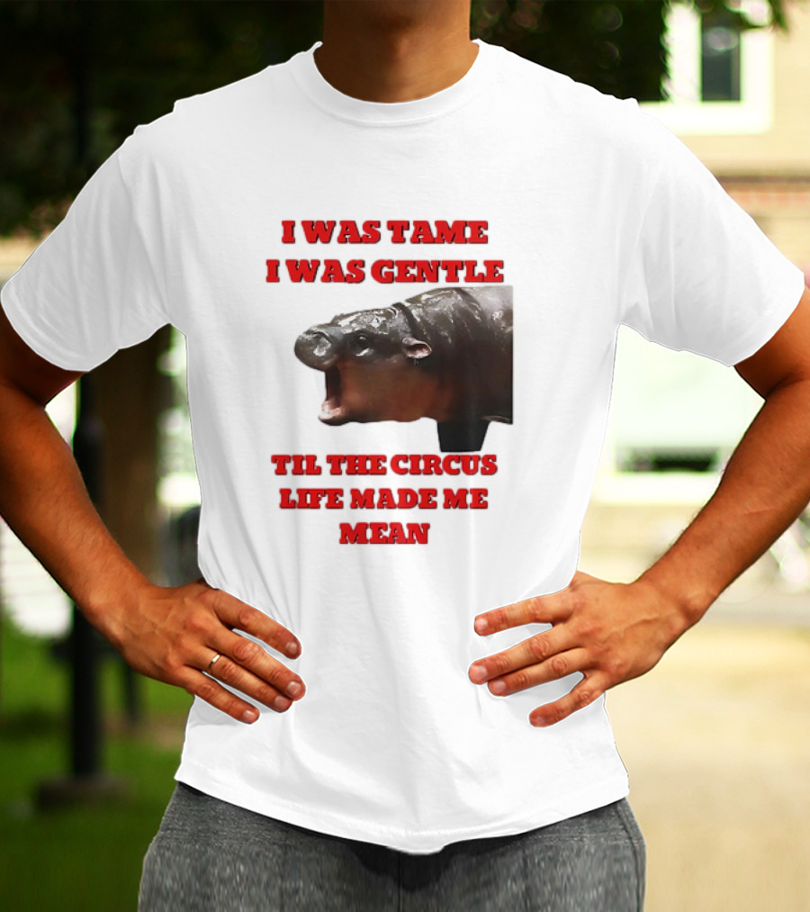 I Was Tame I Was Gentle Til The Circus Life Made Me Mean Roaring Hippopotamus T-Shirt