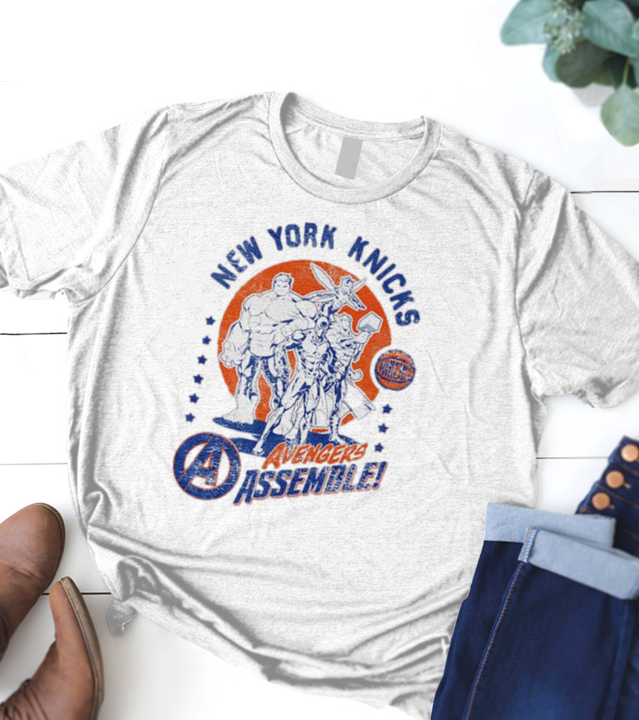 New York Knicks Avengers Assemble NBA Marvel Collaboration T-Shirt