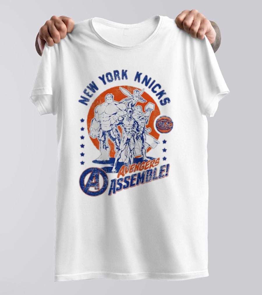 New York Knicks Avengers Assemble NBA Marvel Collaboration T-Shirt