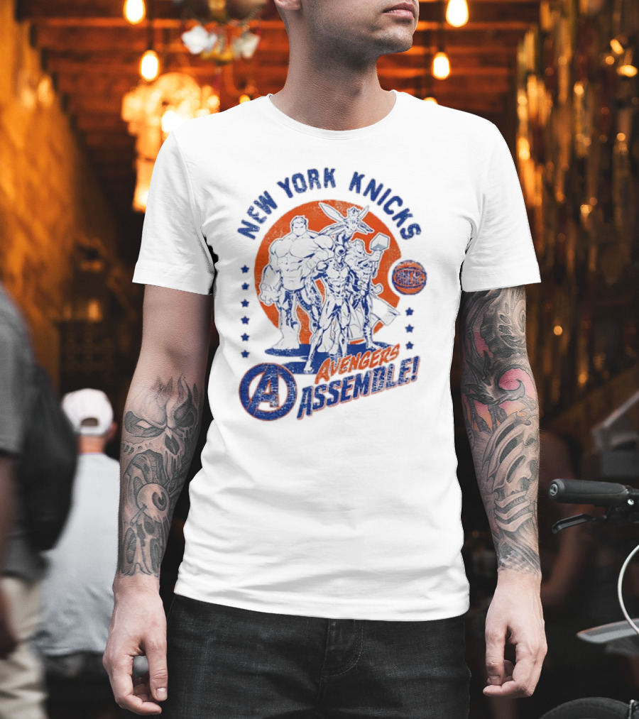 New York Knicks Avengers Assemble NBA Marvel Collaboration T-Shirt