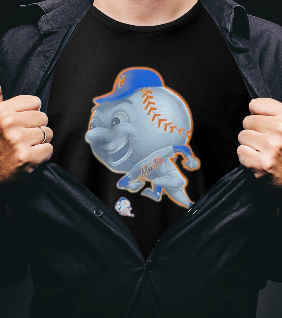 New York Mets Mr. Met Mascot In Baseball Cap And Uniform T-Shirt