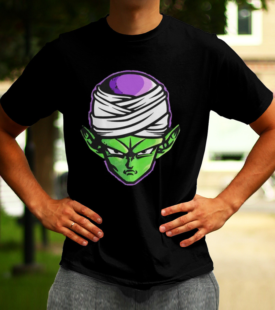 Piccolo Dragon Ball Z Green Face Turban Anime Character T-Shirt