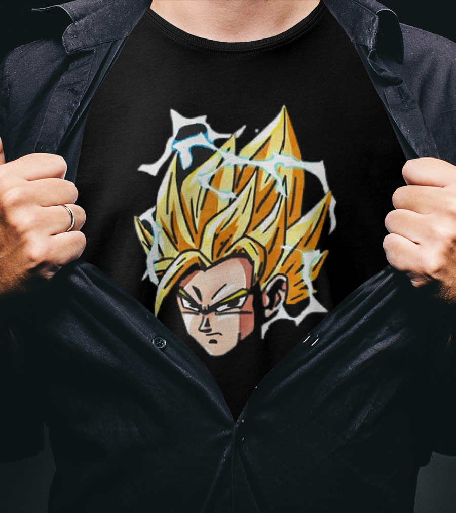 Son Goku Super Saiyan Dragon Ball Z Lightning Aura Face T-Shirt