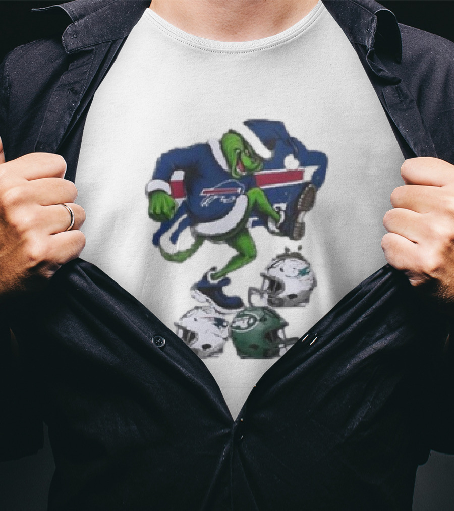 Christmas Grinch Buffalo Bills Stomp Helmets NFL Teams T-Shirt