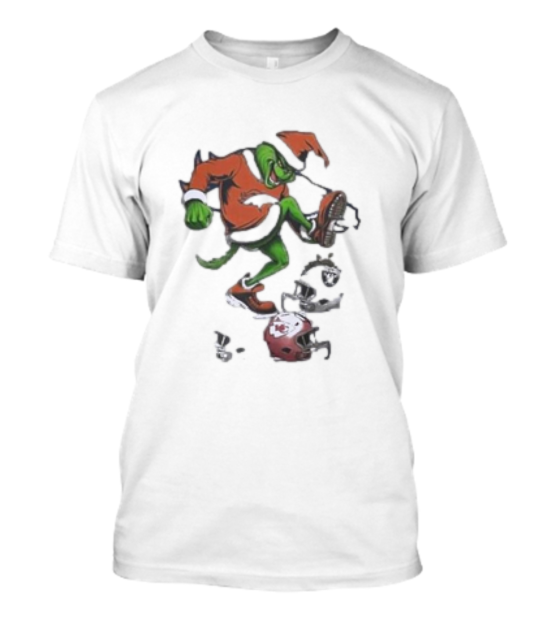 Grinch Christmas X Denver Broncos Stomps Kansas City Chiefs NFL Helmets T-Shirt