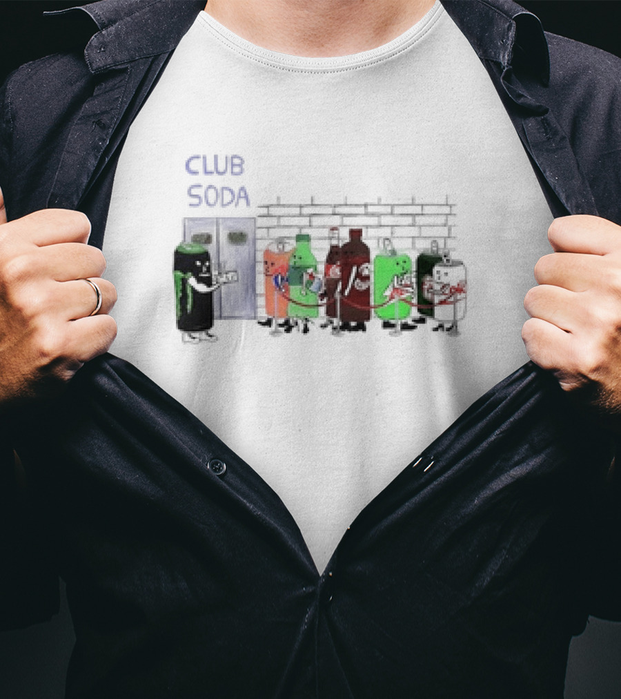 Club Soda Lineup With Colorful Cartoon Soda Bottles T-Shirt