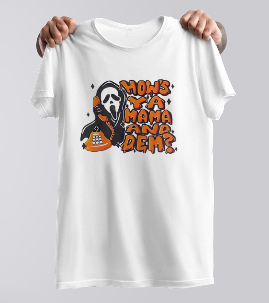 Ghostface How's Ya Mama And Dem Phone Call Retro 90s Horror T-Shirt