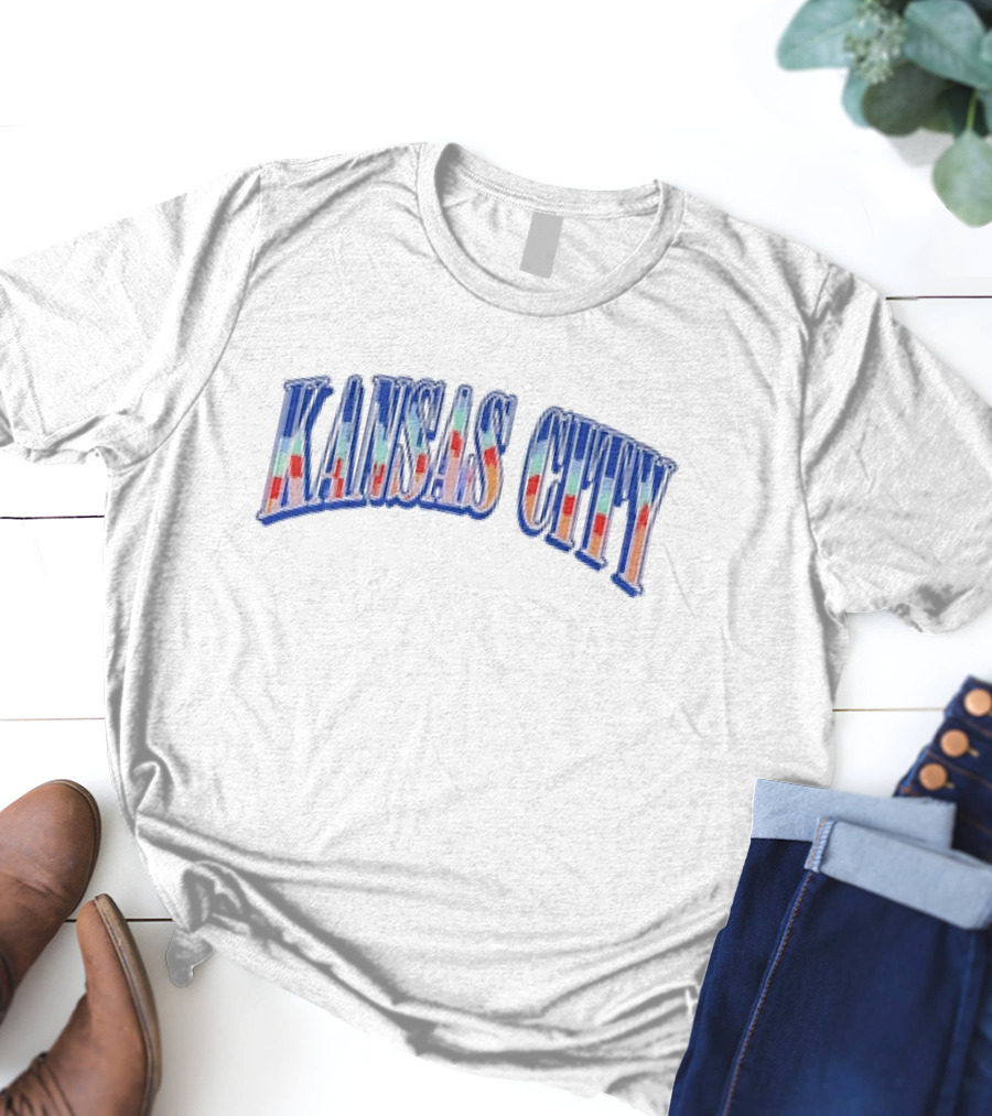 KANSAS CITY Sports Arch Letters Multicolor T-Shirt
